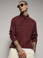 Campus Sutra Rhombus Knit Sweater