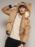 Campus Sutra Self-Design Diamond Puffer Jacket With Fleece Hood