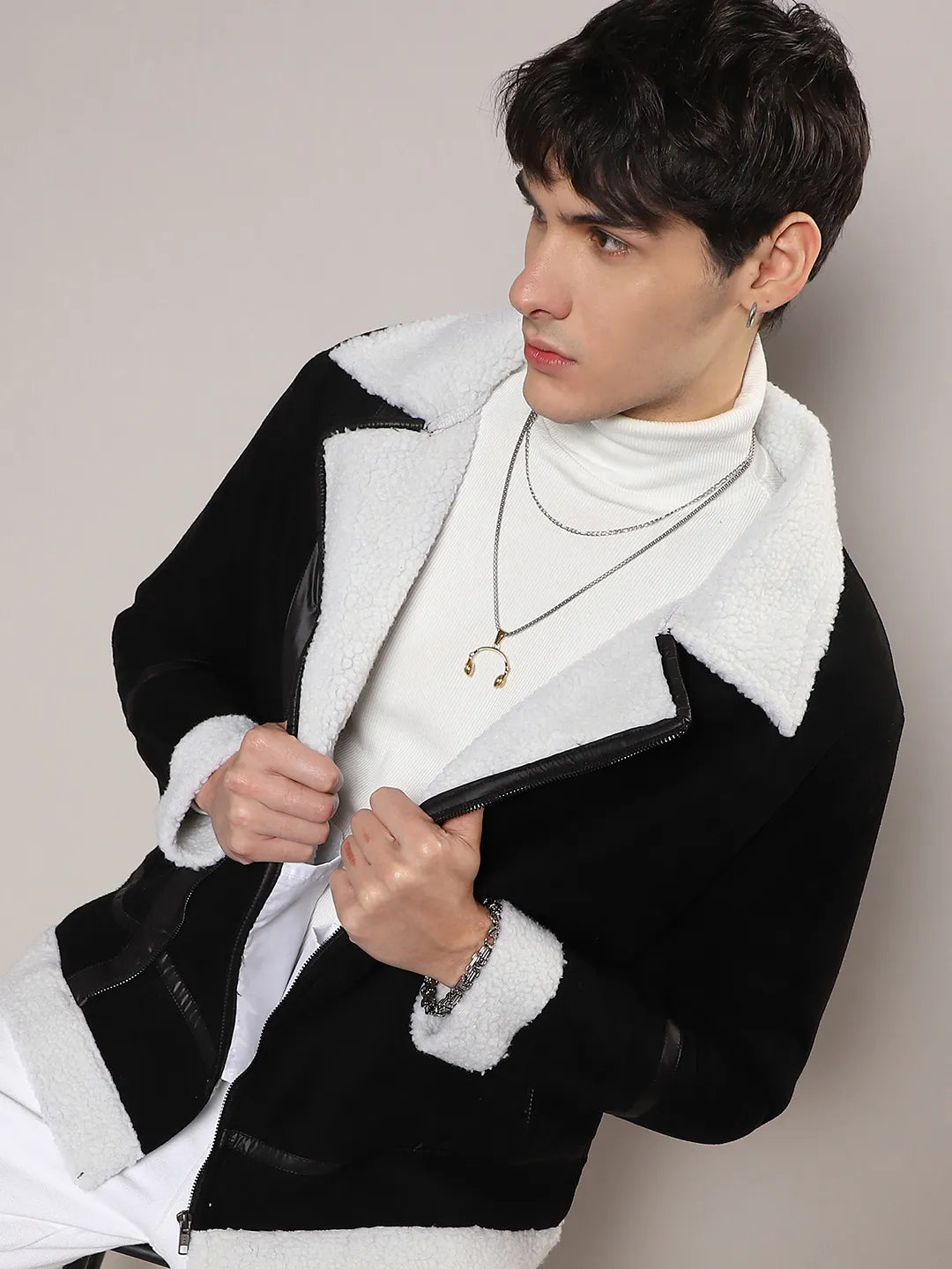 Campus Sutra Fleece Lined Biker Jacket