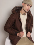 Campus Sutra Self-Design Diamond Puffer Jacket With Fleece Hood