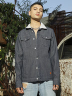 Campus Sutra Fleece Polka Dot Denim Jacket