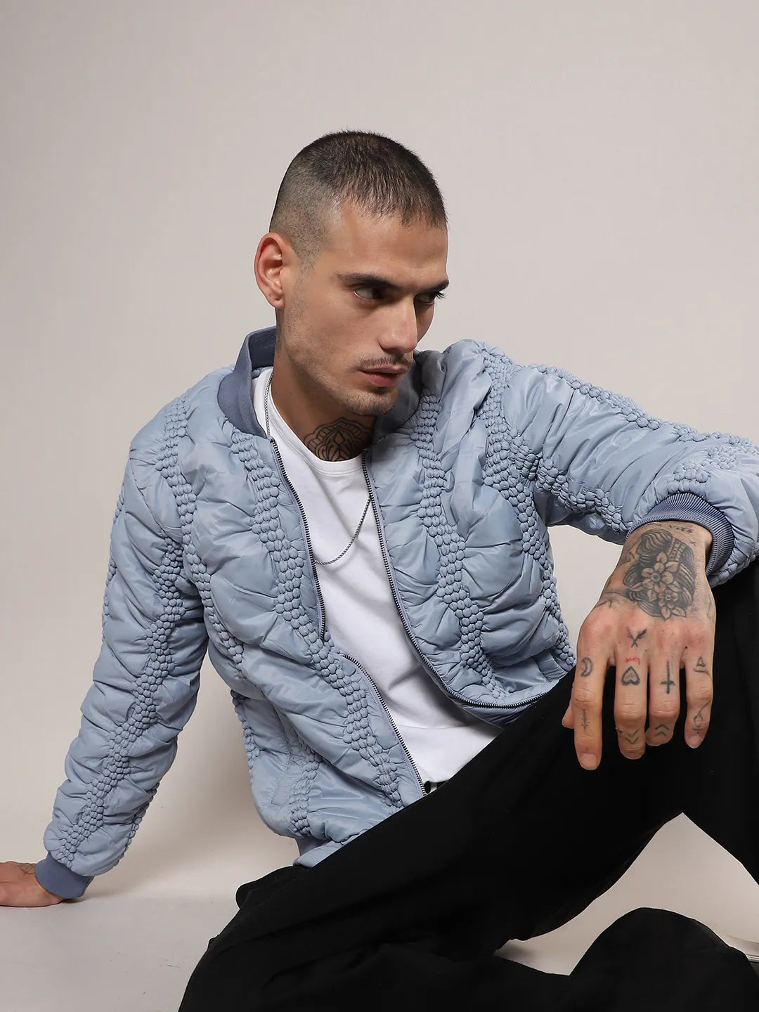 Campus Sutra Braided Crease Puffer Jacket