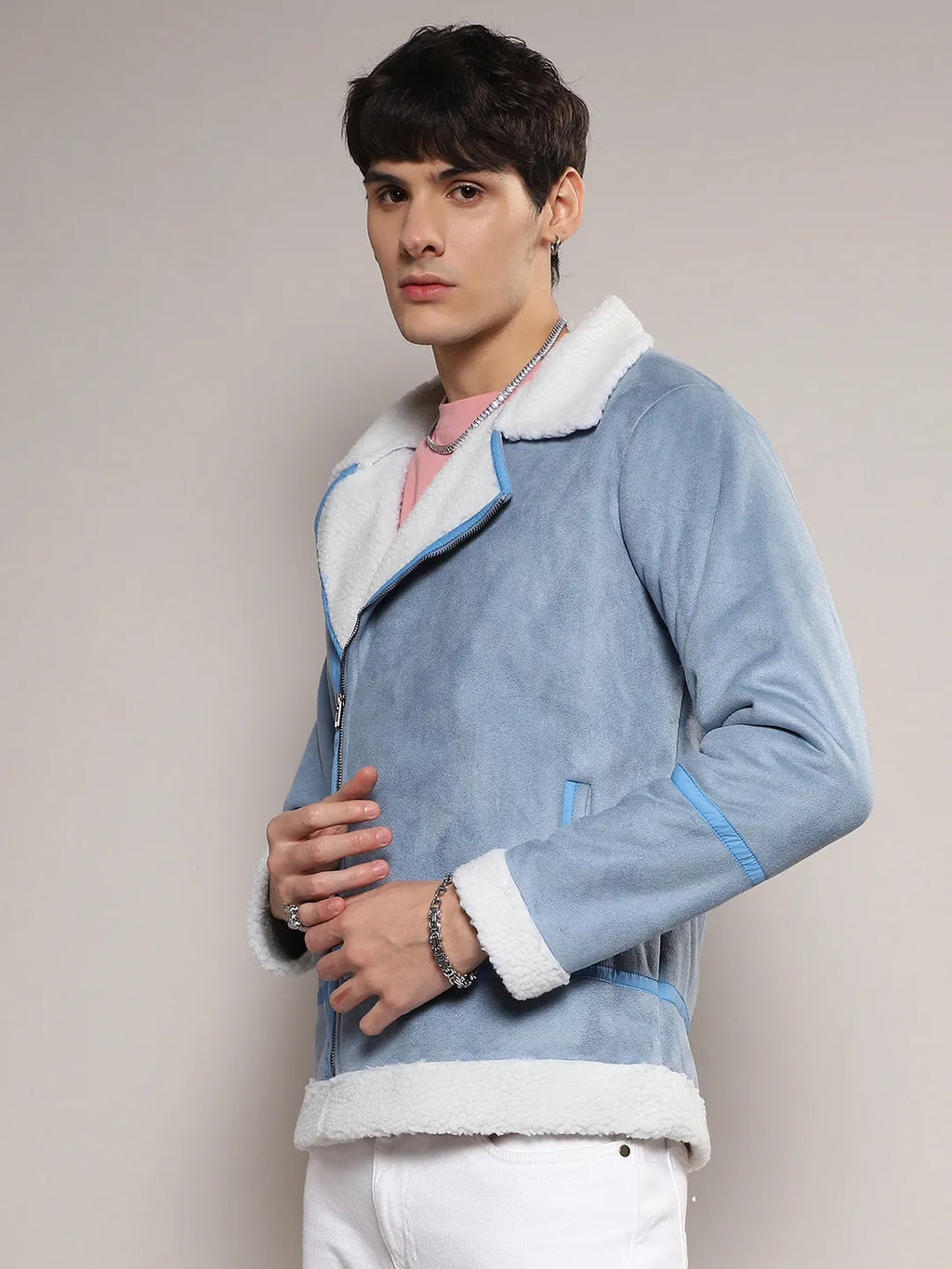 Campus Sutra Fleece Lined Biker Jacket