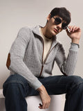 Campus Sutra Self-Design Striped Knitted Jacket