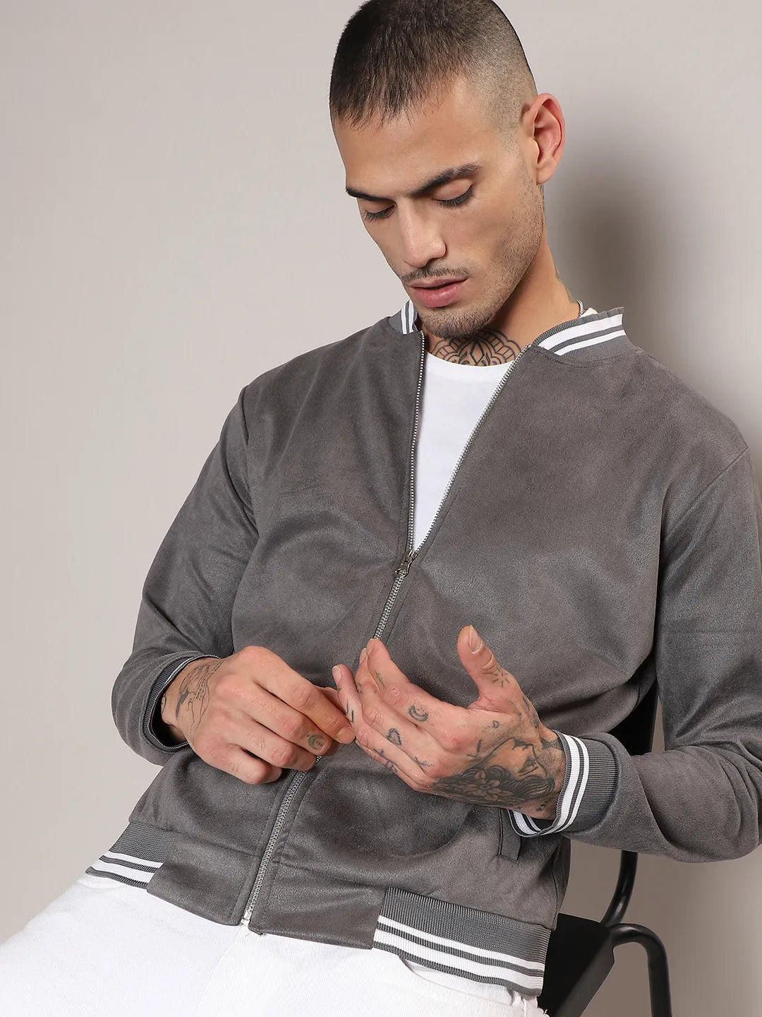 Campus Sutra Zip-Front Baseball Jacket