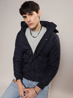 Campus Sutra Self-Design Diamond Puffer Jacket With Fleece Hood