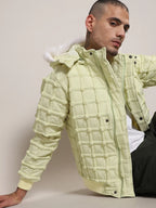 Campus Sutra Self-Design Puffer Jacket With Fleece Hood