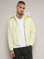 Campus Sutra Self-Design Puffer Jacket With Fleece Hood