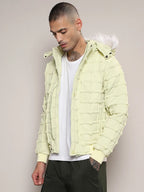 Campus Sutra Self-Design Puffer Jacket With Fleece Hood