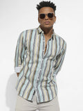 Campus Sutra Faded Barcode Striped Shirt