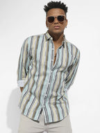 Campus Sutra Faded Barcode Striped Shirt