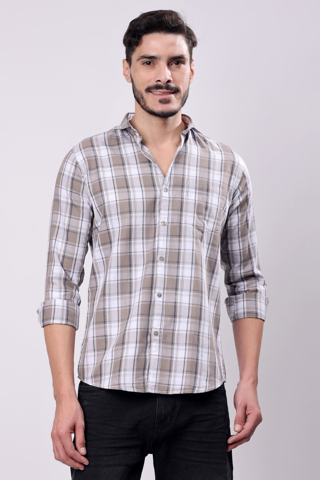 Stylox Regular Fit Full Sleeve Check Casual Shirt For Men's