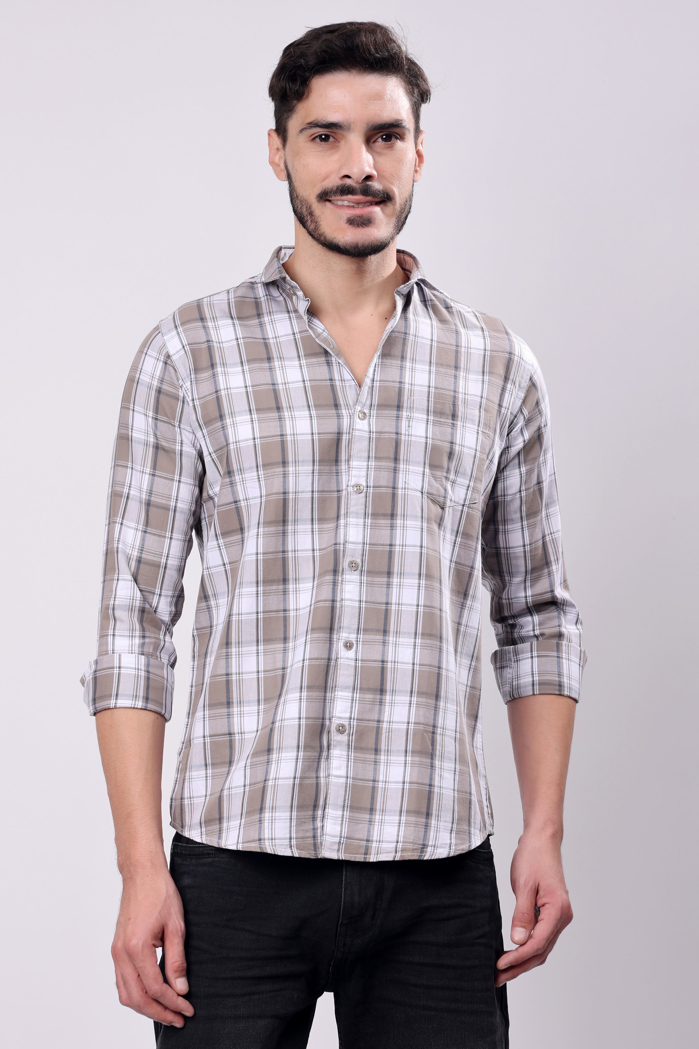 Stylox Regular Fit Full Sleeve Check Casual Shirt For Men's