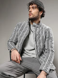 Campus Sutra Halo Striped Quilted Jacket