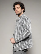 Campus Sutra Halo Striped Quilted Jacket