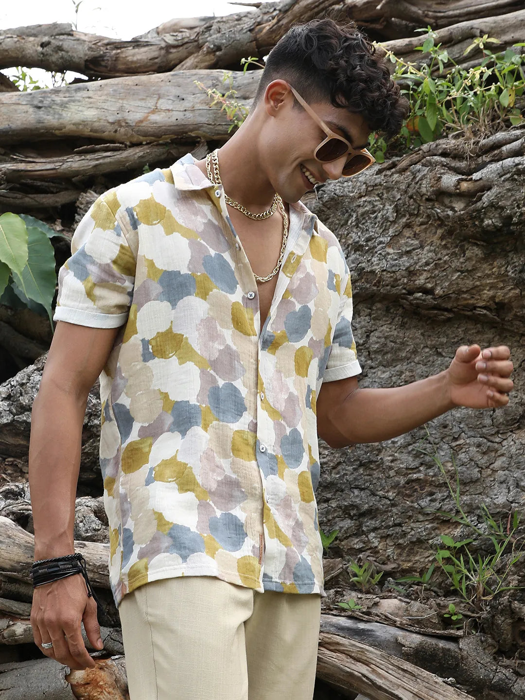 Campus Sutra Abstract Print Shirt