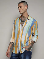 Campus Sutra Contrast Abstract Print Shirt
