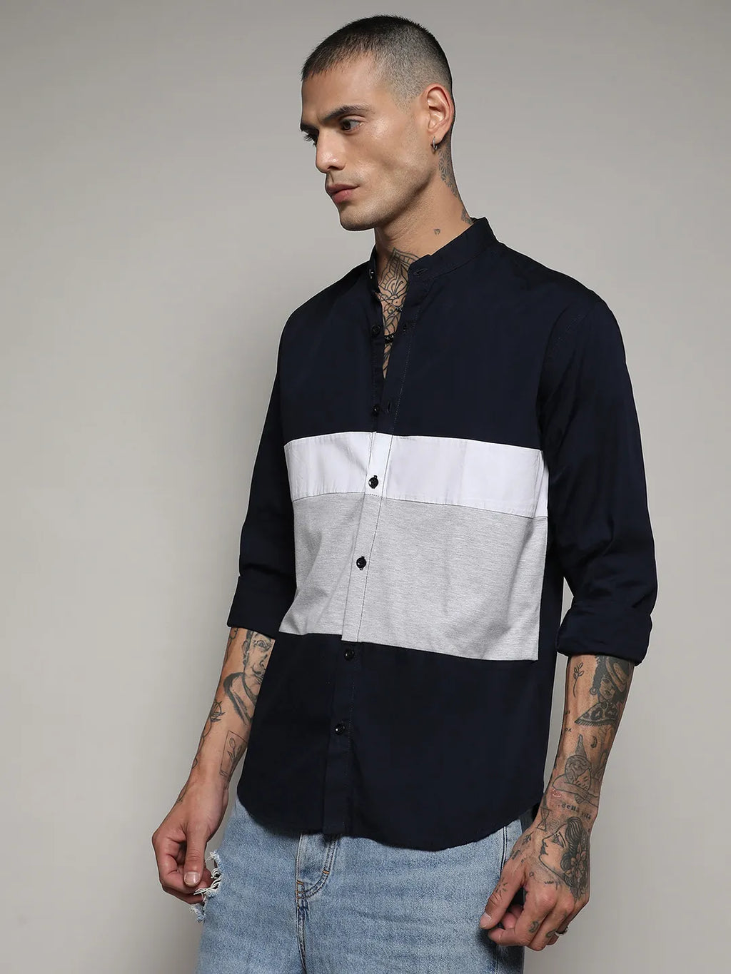 Campus Sutra Contrast Panel Shirt