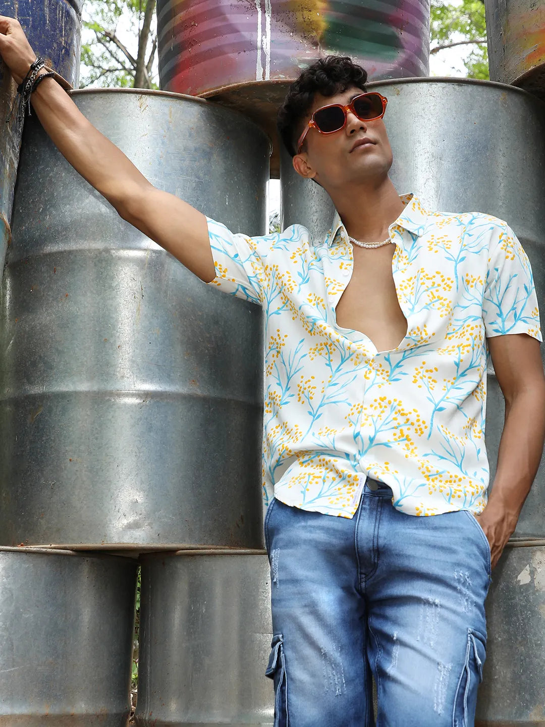 Campus Sutra Floral Strokes Shirt