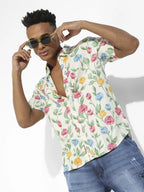 Campus Sutra Rose Garden Print Shirt