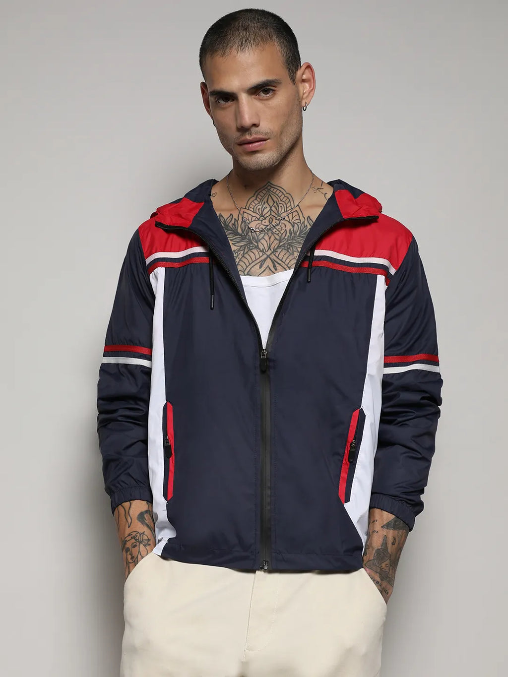 Campus Sutra Zip-Front Jacket With Insert Pocket