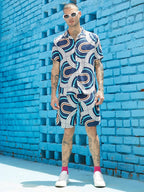 Campus Sutra Navy Blue Contrast Print Co-Ord Set