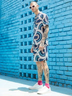 Campus Sutra Navy Blue Contrast Print Co-Ord Set