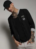 Campus Sutra Pinstriped Jacket With Contrast Hem