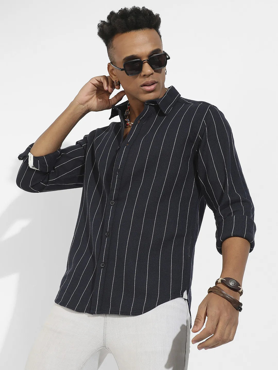 Campus Sutra Pinstriped Shirt