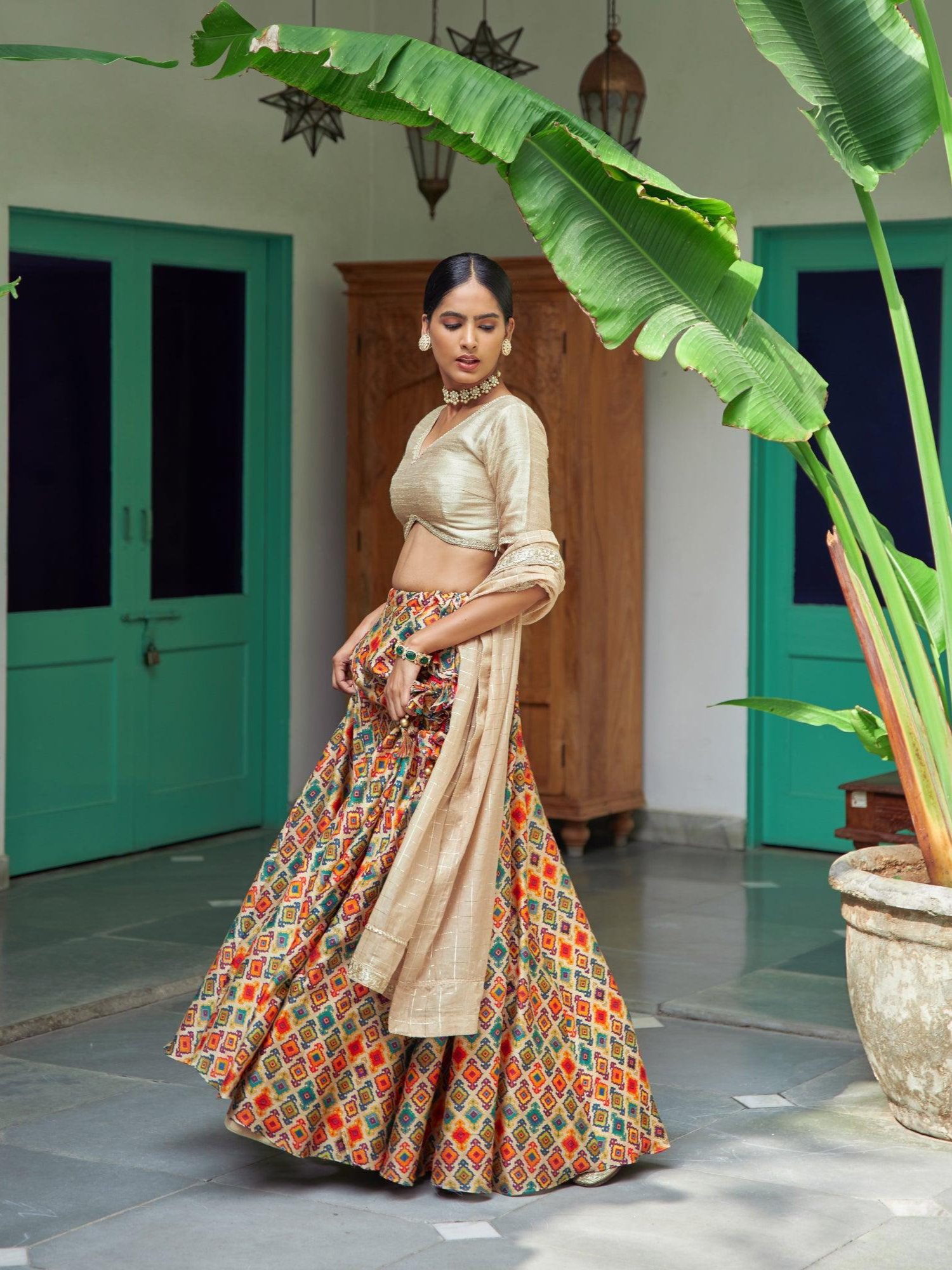 ShopKapaas Husn Chanderi Lehenga Set - With Dupatta / Semi Stitched