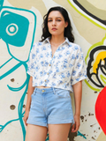 ShopKapaas Ivory Floral Linen Crop Top