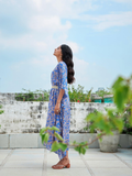 ShopKapaas Blue Paisley Kaftan With Belt - Without Cotton Lining Slip