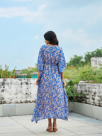 ShopKapaas Blue Paisley Kaftan With Belt - Without Cotton Lining Slip