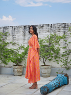 ShopKapaas Pink Geometric Kaftan With Belt - Without Cotton Lining Slip