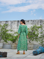 ShopKapaas Green Paisley Kaftan With Belt - Without Cotton Lining Slip