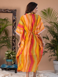 ShopKapaas Adira Geometric Print Chanderi Button Kaftan Dress