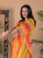 ShopKapaas Adira Geometric Print Chanderi Button Kaftan Dress