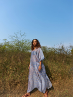 ShopKapaas Reva - Chaber Print Long Button Kaftan - With Cotton Lining Slip