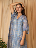 ShopKapaas Reva - Chaber Print Long Button Kaftan - With Cotton Lining Slip