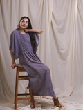 ShopKapaas Purple Pastel Mulmul Kaftan Style Dress - With Cotton Lining Slip