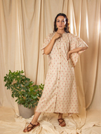 ShopKapaas Beige Woven Kaftan Dress