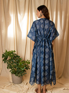 ShopKapaas Indigo Neel Printed Kaftan Dress