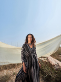 ShopKapaas Black Tie and Dye Pintuck Kaftan - With Cotton Lining Slip