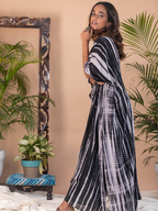 ShopKapaas Black Tie and Dye Pintuck Kaftan - With Cotton Lining Slip