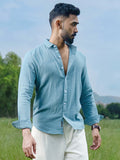 Campus Sutra Sky Blue Breezy-Weave Shirt