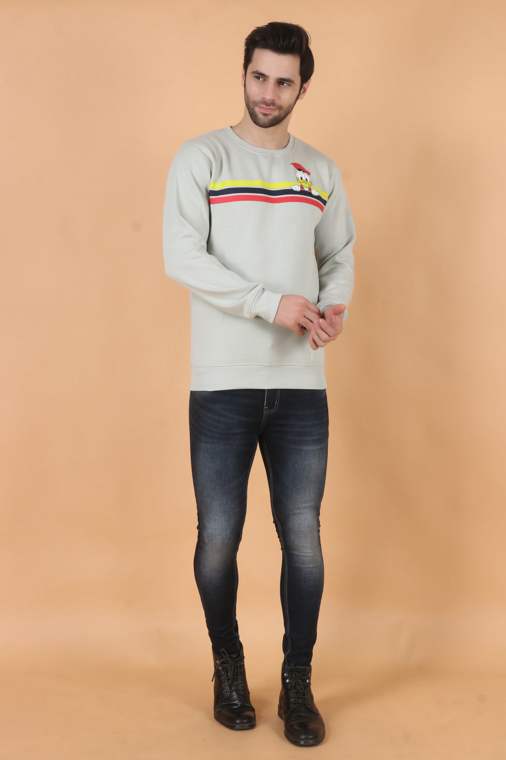 Stylox Regular Fit Round Neck Full Sleeve Printed Sweatshirt for Men's