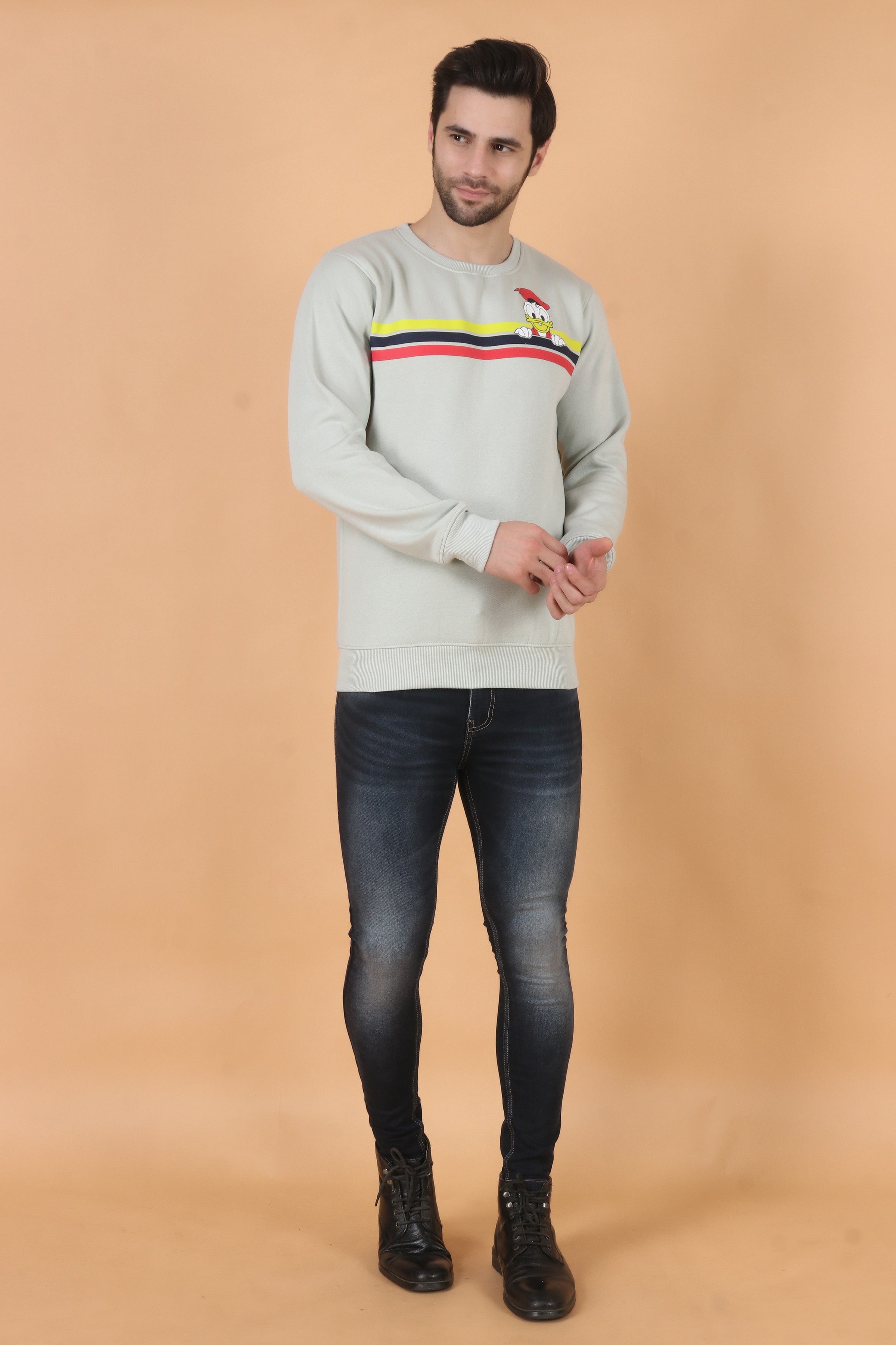 Stylox Regular Fit Round Neck Full Sleeve Printed Sweatshirt for Men's