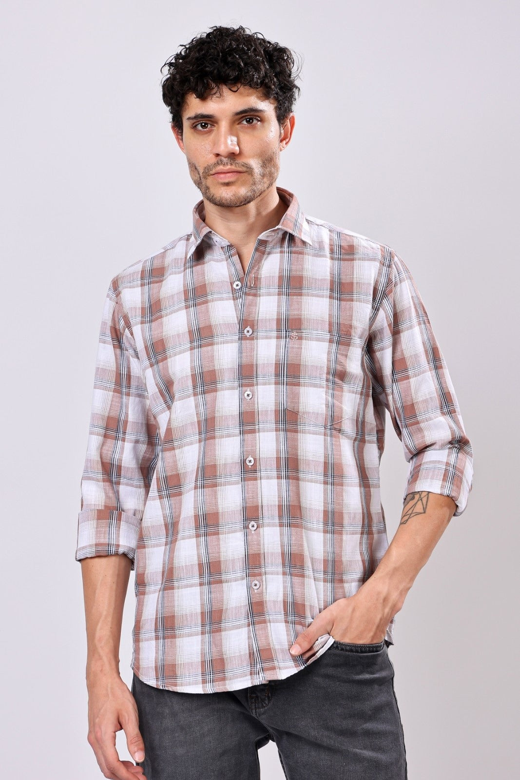 Stylox Regular Fit Full Sleeve Check Casual Shirt For Men's