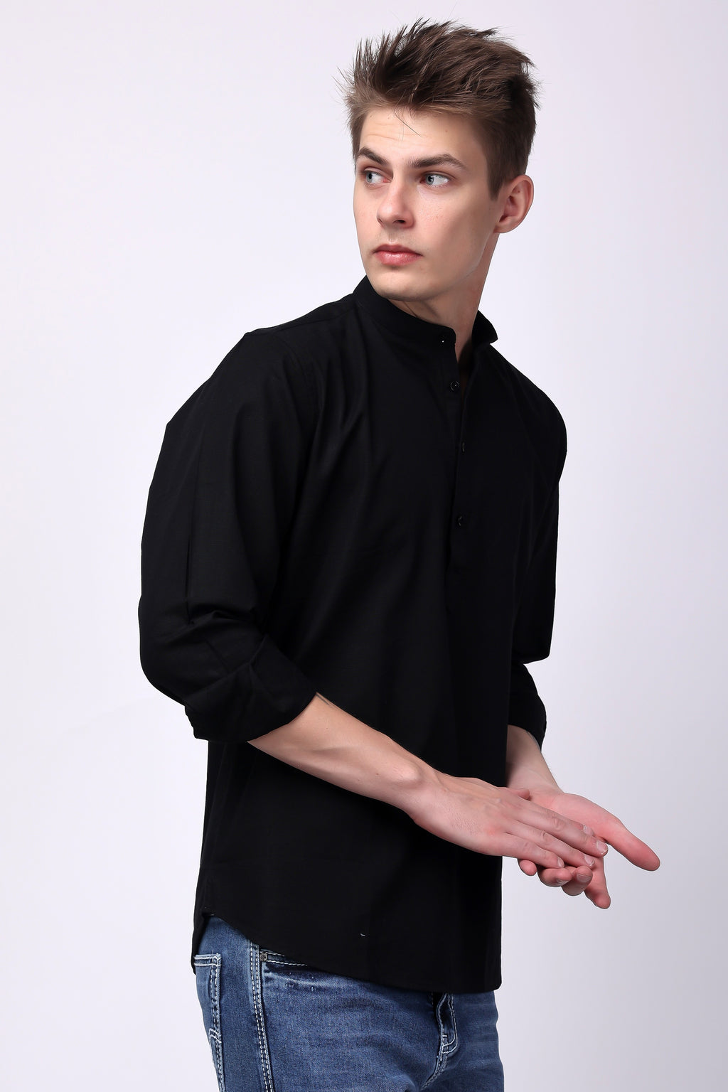 Stylox Regular Fit Full Sleeve Solid Kurta for Men with Mandarin Collar