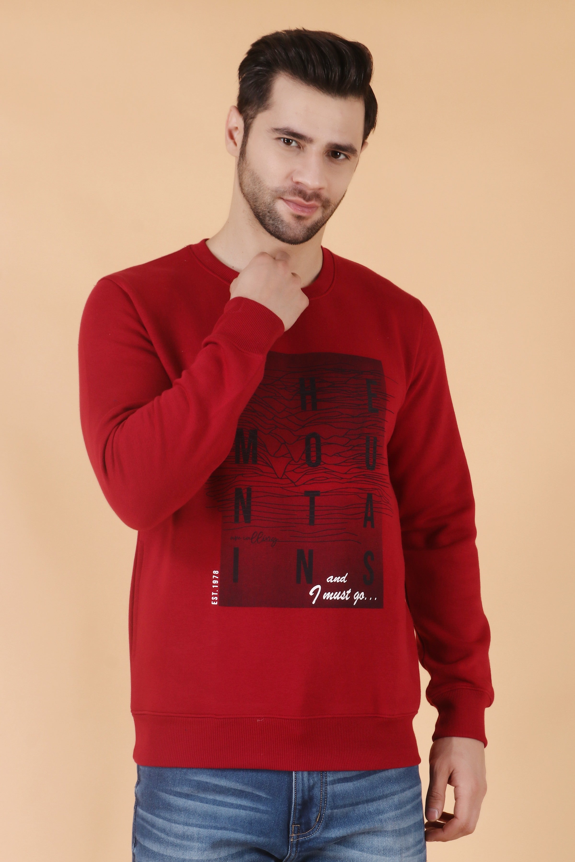 Stylox Regular Fit Round Neck Full Sleeve Printed Sweatshirt for Men's
